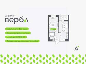 ЖК «Аквилон VERBA», планировка 2-комнатной квартиры, 40.71 м²
