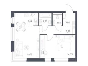 ЖК «Егорово Парк», планировка 1-комнатной квартиры, 48.16 м²