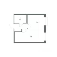 ЖК «Парусная 1», планировка 1-комнатной квартиры, 37.10 м²
