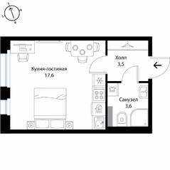 МЖК «Экография», планировка студии, 24.70 м²