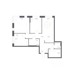 ЖК «Квартал Авиаторов», планировка 3-комнатной квартиры, 86.82 м²