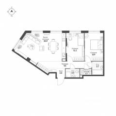 ЖК «Sokolinn Park», планировка 3-комнатной квартиры, 76.90 м²