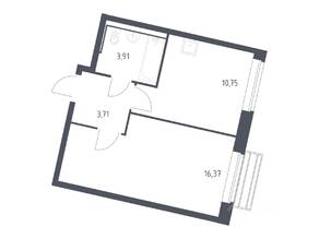 ЖК «Рублевский Квартал», планировка 1-комнатной квартиры, 34.40 м²
