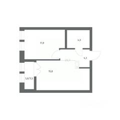 ЖК «NEWПИТЕР», планировка 1-комнатной квартиры, 37.89 м²