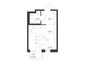 ЖК «Новое Внуково», планировка студии, 28.47 м²