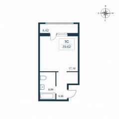 ЖК «Расцветай в Янино», планировка студии, 29.10 м²