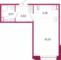 ЖК «Дом на Курской», планировка студии, 28.47 м²