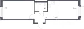 ЖК «Новое Внуково», планировка 1-комнатной квартиры, 48.08 м²
