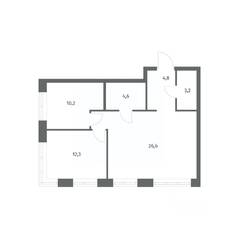 ЖК «NEWПИТЕР», планировка 2-комнатной квартиры, 61.78 м²