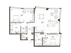 ЖК «High Life», планировка 3-комнатной квартиры, 164.40 м²