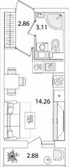 ЖК «Кинопарк», планировка студии, 21.43 м²