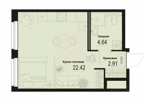 ЖК «ID Murino III», планировка студии, 29.97 м²