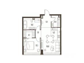 ЖК «High Life», планировка 2-комнатной квартиры, 58.60 м²