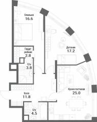 ЖК «Nagatino i-Land», планировка 2-комнатной квартиры, 81.70 м²
