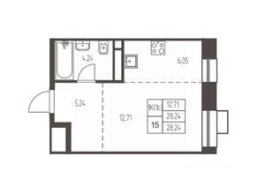 ЖК «Новая Ивантеевка», планировка студии, 28.20 м²