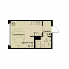 ЖК «ID Murino III», планировка студии, 26.81 м²