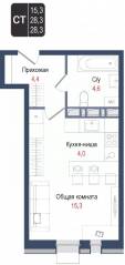 ЖК «Киноквартал», планировка студии, 28.30 м²
