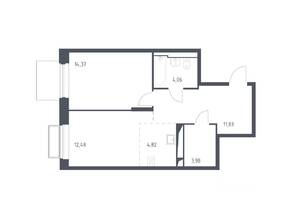 ЖК «Долина Яузы», планировка 1-комнатной квартиры, 51.00 м²