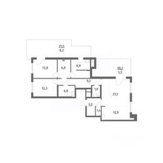 ЖК «Парусная 1», планировка 3-комнатной квартиры, 111.10 м²