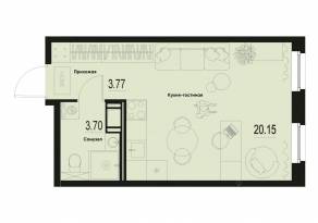 ЖК «ID Murino III», планировка студии, 27.62 м²