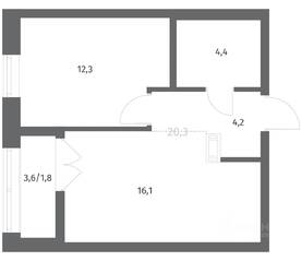 ЖК «NEWПИТЕР», планировка 1-комнатной квартиры, 38.83 м²