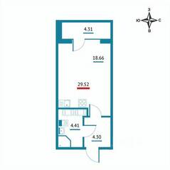 ЖК «Левитан», планировка студии, 29.52 м²