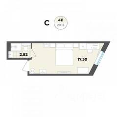 Апарт-комплекс «Лиговский, 127», планировка студии, 20.12 м²