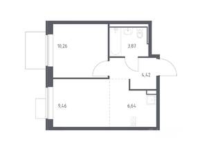 ЖК «Молжаниново», планировка 1-комнатной квартиры, 34.65 м²