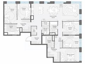 ЖК «Собрание клубных домов West Garden», планировка 5-комнатной квартиры, 186.60 м²