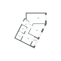 ЖК «NEWПИТЕР», планировка 2-комнатной квартиры, 61.94 м²