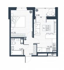 ЖК «Ново-Антропшино», планировка 1-комнатной квартиры, 35.29 м²