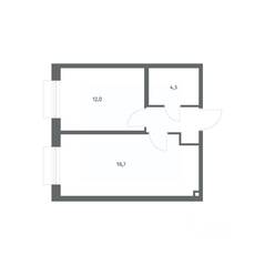ЖК «Парусная 1», планировка 1-комнатной квартиры, 38.60 м²