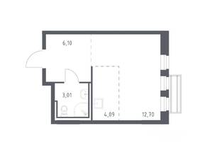 ЖК «Рублевский Квартал», планировка студии, 25.50 м²
