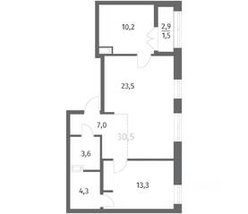 ЖК «NEWПИТЕР», планировка 2-комнатной квартиры, 63.46 м²