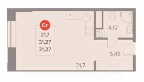 ЖК «Отлично», планировка студии, 31.27 м²