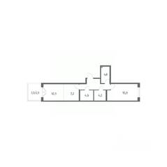 ЖК «Парусная 1», планировка 2-комнатной квартиры, 58.70 м²