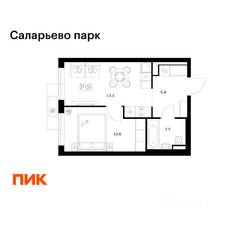 ЖК «Саларьево парк», планировка 1-комнатной квартиры, 32.60 м²