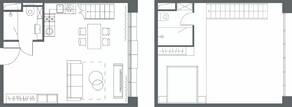 Апарт-комплекс «YE'S Primorsky», планировка 2-комнатной квартиры, 55.85 м²