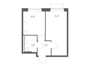 ЖК «Новое Внуково», планировка 1-комнатной квартиры, 33.90 м²