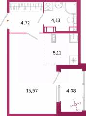 ЖК «Дом на Курской», планировка студии, 31.72 м²