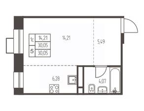 ЖК «Новая Ивантеевка», планировка 1-комнатной квартиры, 30.10 м²