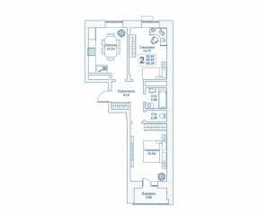ЖК «Новоград Монино», планировка 2-комнатной квартиры, 60.70 м²