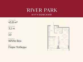 ЖК «River Park Towers Кутузовский», планировка 1-комнатной квартиры, 45.80 м²