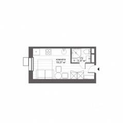 Апарт-комплекс «CitiMix Новокосино», планировка студии, 22.64 м²
