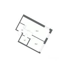 ЖК «NEWПИТЕР», планировка 1-комнатной квартиры, 44.79 м²
