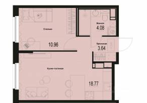 ЖК «ID Murino III», планировка 1-комнатной квартиры, 37.45 м²