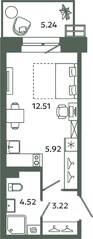ЖК «Загляденье», планировка студии, 26.17 м²