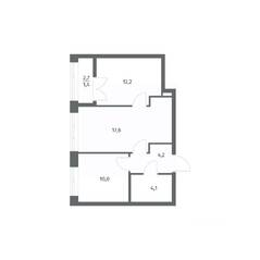 ЖК «NEWПИТЕР», планировка 2-комнатной квартиры, 49.40 м²