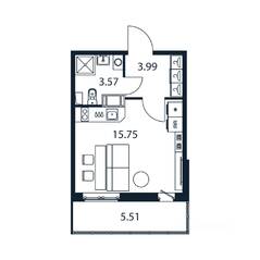 ЖК «Полис ЛАВрики», планировка студии, 23.00 м²