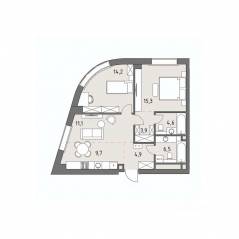ЖК «Родина Парк», планировка 3-комнатной квартиры, 68.90 м²